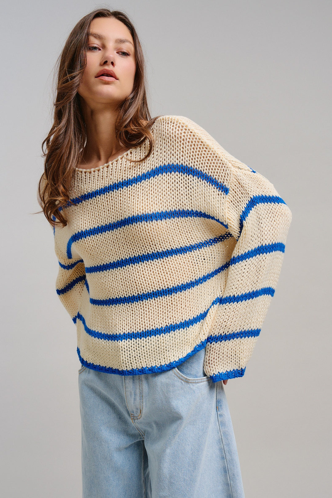 Riviera Open Knit Sweater in Cream - Women's Wholesale Tops | Trend Notes