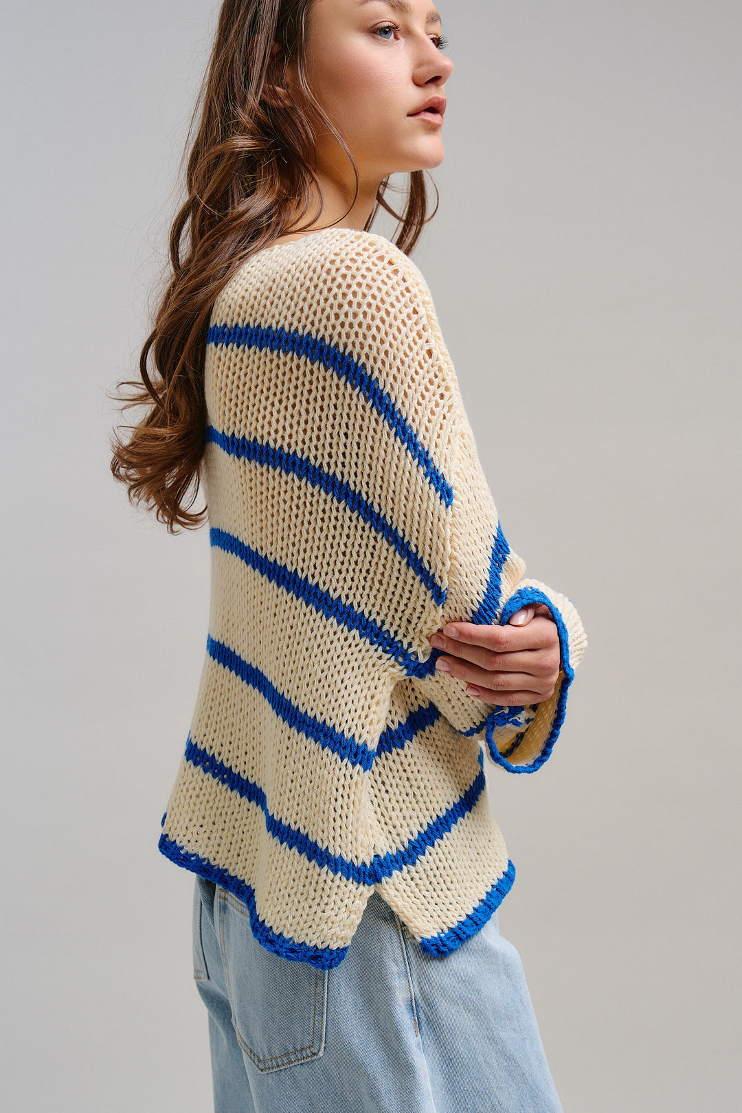 Riviera Open Knit Sweater in Cream - Women's Wholesale Tops | Trend Notes