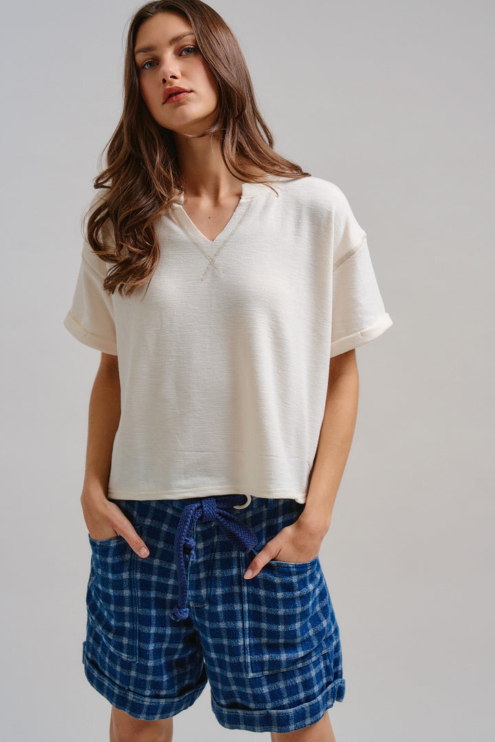 The Soft Modern Ease Top in Ivory - Women's Wholesale Tops | Trend Notes