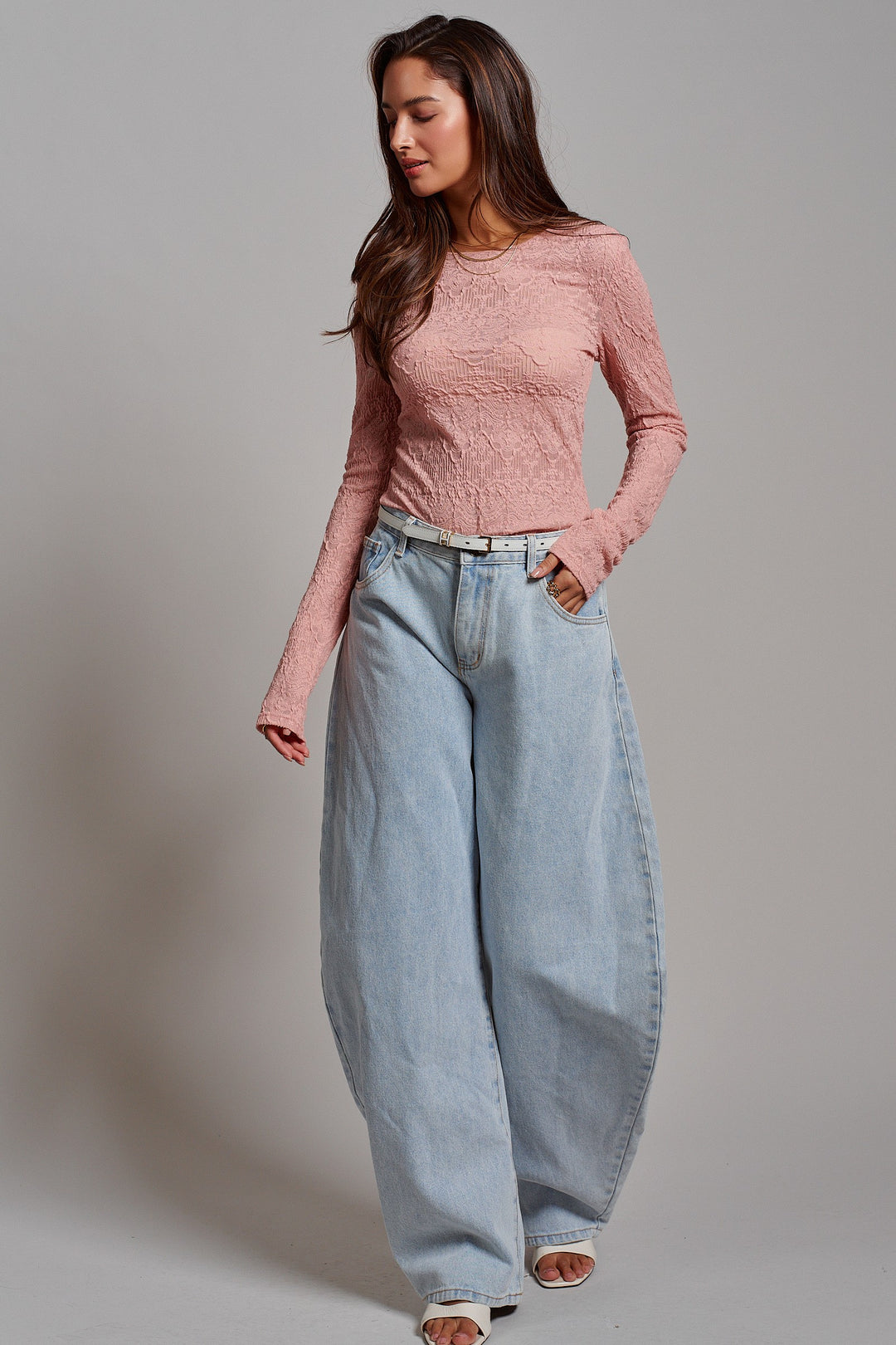 Elegant Chic Lace Textured Top in Pink - Women's Wholesale Tops | Trend Notes