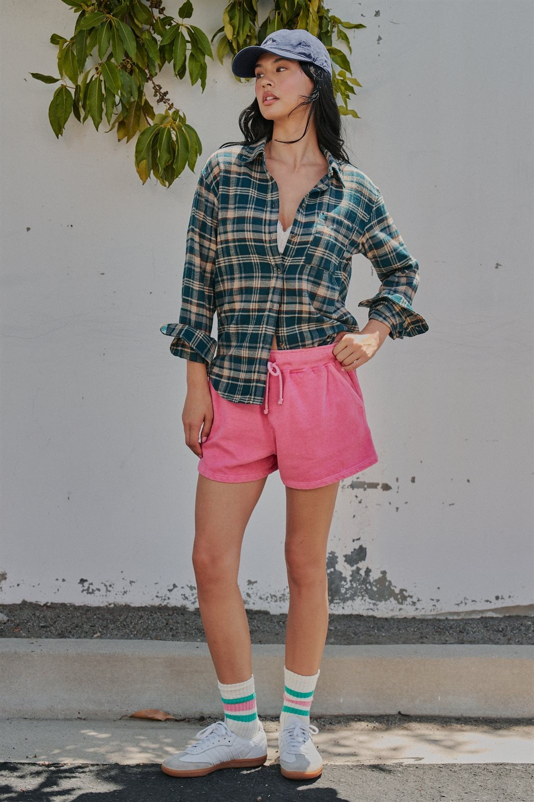 Plaid Flannel Button Down Shirt Western Top in Teal Green - Women's Wholesale Shirts & Blouses | Trend Notes
