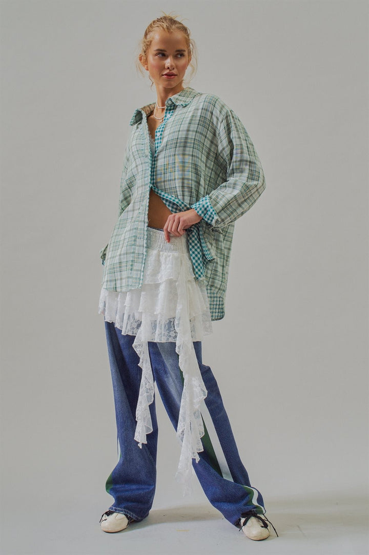Oversized Plaid Cotton Button-Down Shirt in Green - Women's Wholesale Blankets | Trend Notes