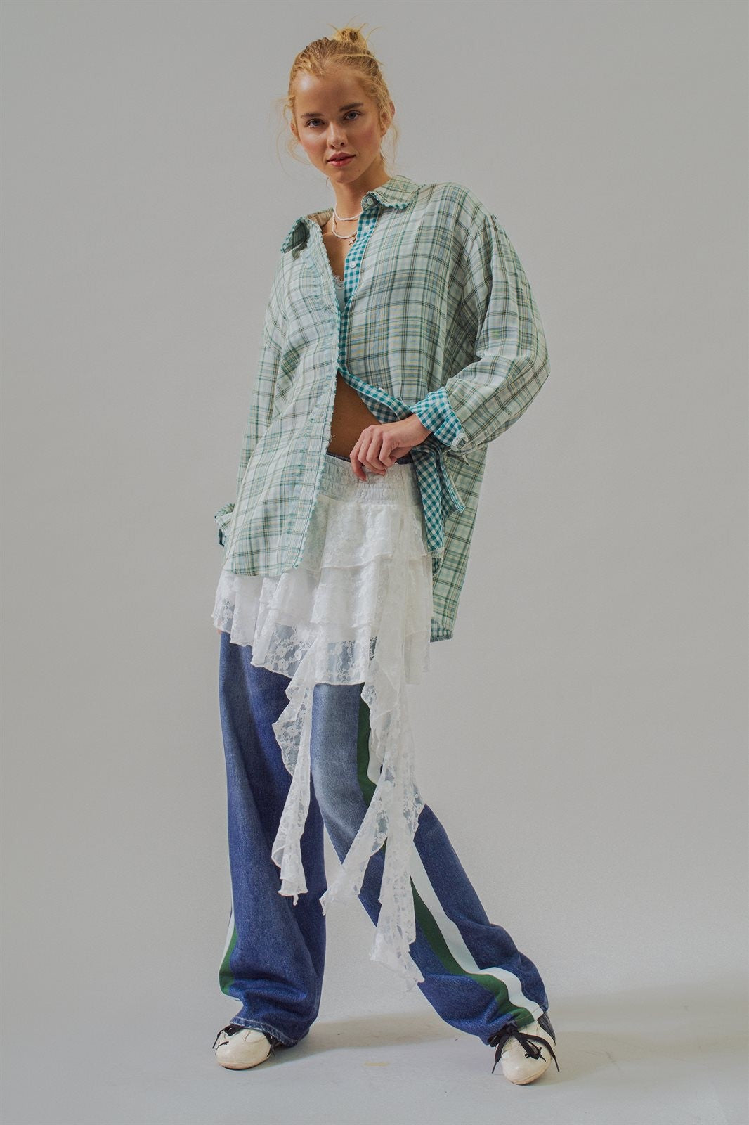 Oversized Plaid Cotton Button-Down Shirt in Green - Women's Wholesale Blankets | Trend Notes