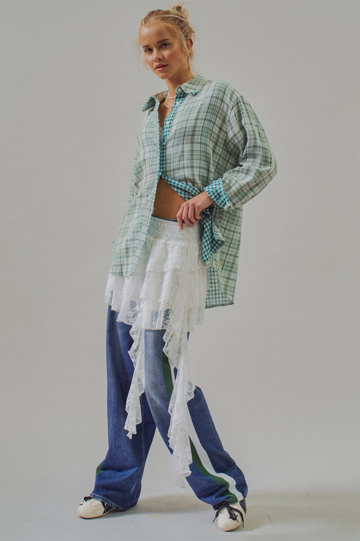 Oversized Plaid Cotton Button-Down Shirt in Green - Women's Wholesale Blankets | Trend Notes