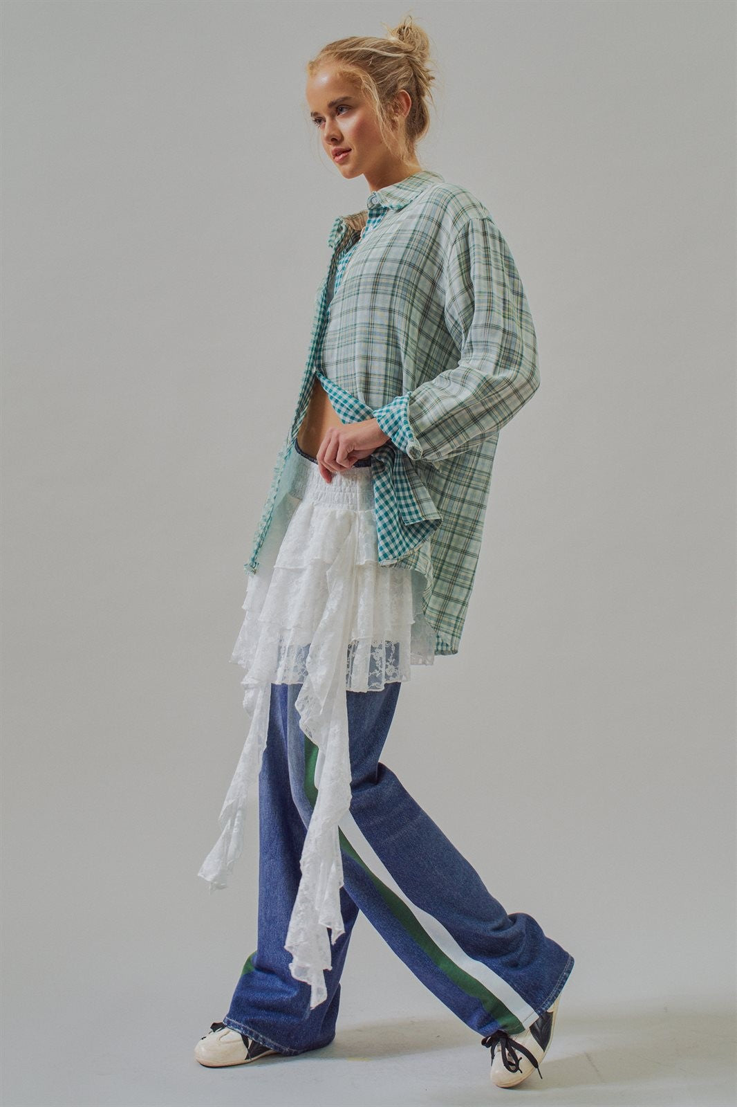 Oversized Plaid Cotton Button-Down Shirt in Green - Women's Wholesale Blankets | Trend Notes