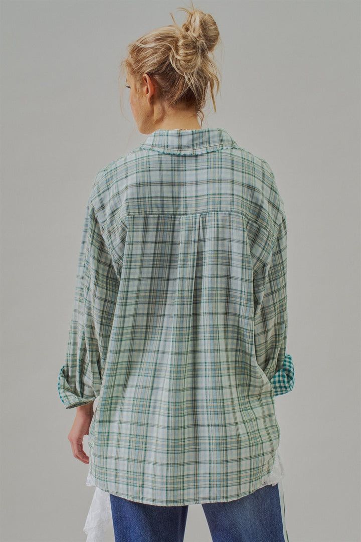 Oversized Plaid Cotton Button-Down Shirt in Green - Women's Wholesale Blankets | Trend Notes