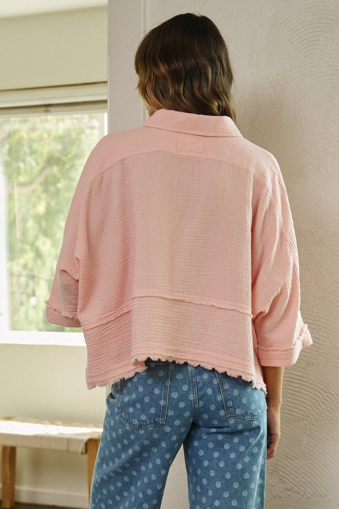 Soft Focus Gauze Button Down Shirt in Pink - Women's Wholesale Shirts & Blouses | Trend Notes