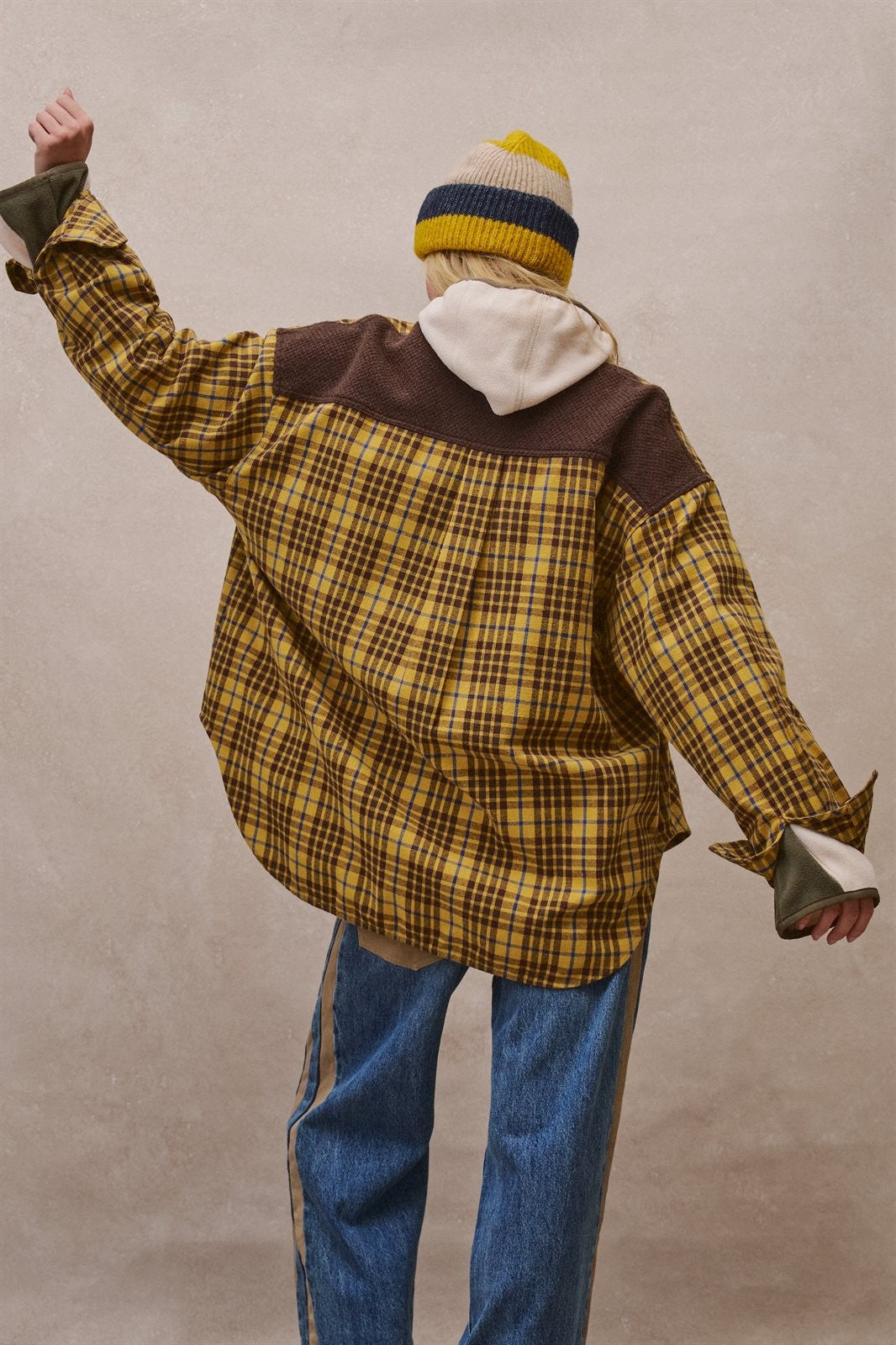 Oversized Plaid Flannel Shacket in Mustard - Women's Wholesale Shirts & Blouses | Trend Notes