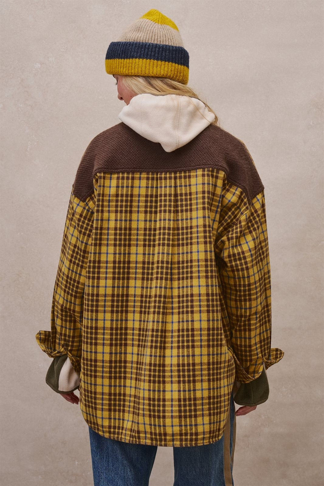 Oversized Plaid Flannel Shacket in Mustard - Women's Wholesale Shirts & Blouses | Trend Notes