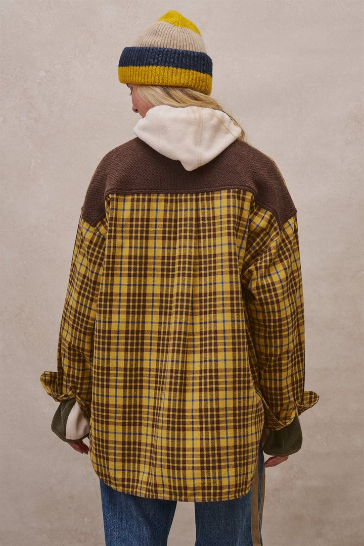 Oversized Plaid Flannel Shacket in Mustard - Women's Wholesale Shirts & Blouses | Trend Notes