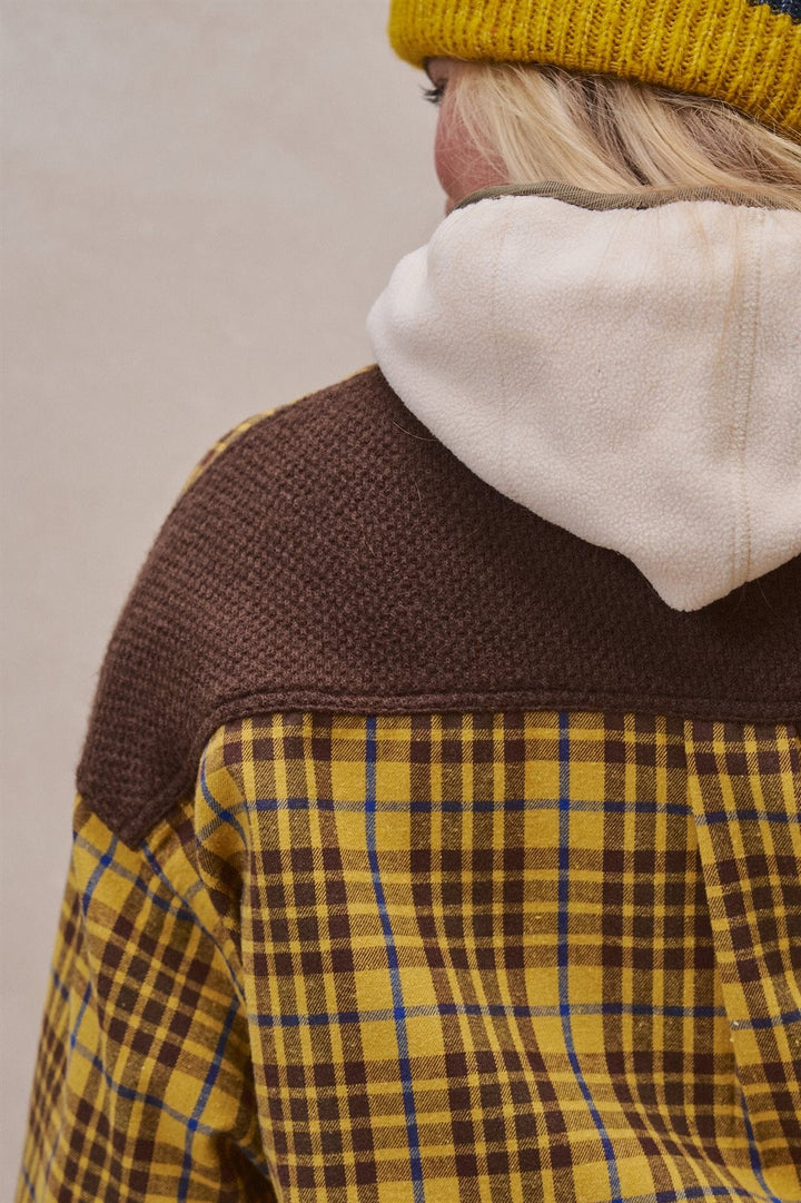 Oversized Plaid Flannel Shacket in Mustard - Women's Wholesale Shirts & Blouses | Trend Notes