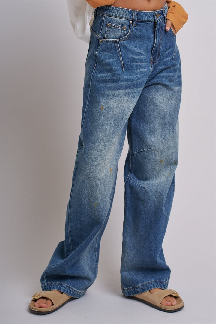 Retro Fade Wide-Leg Barrel Jeans in Denim - Women's Wholesale Denim | Trend Notes