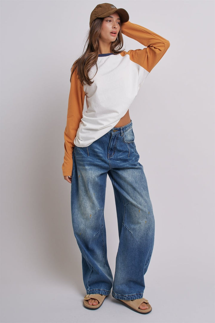 Retro Fade Wide-Leg Barrel Jeans in White - Women's Wholesale Denim | Trend Notes