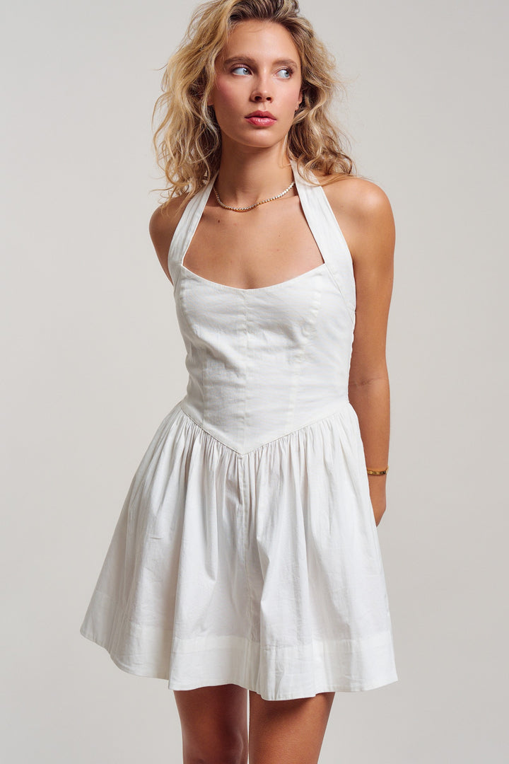 Sweetheart Twirl Halter Mini in White - Women's Wholesale Dresses | Trend Notes