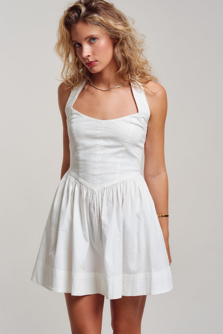 Sweetheart Twirl Halter Mini in White - Women's Wholesale Dresses | Trend Notes