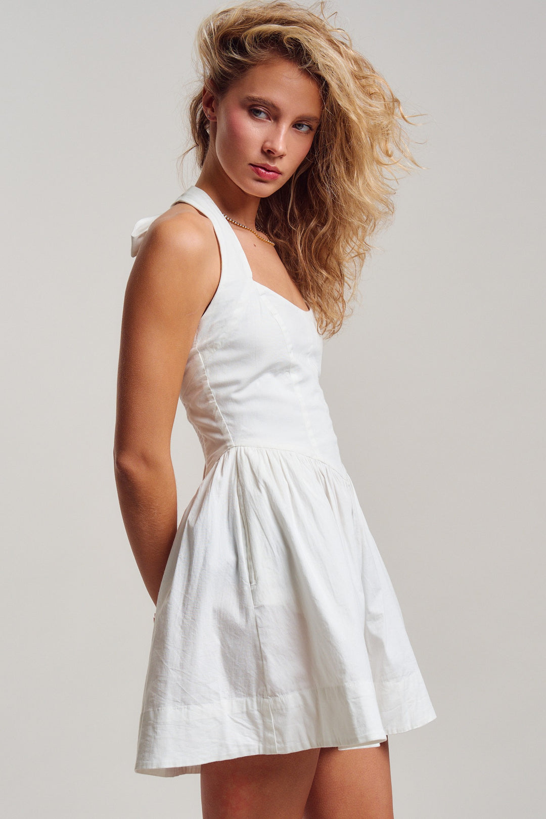 Sweetheart Twirl Halter Mini in White - Women's Wholesale Dresses | Trend Notes