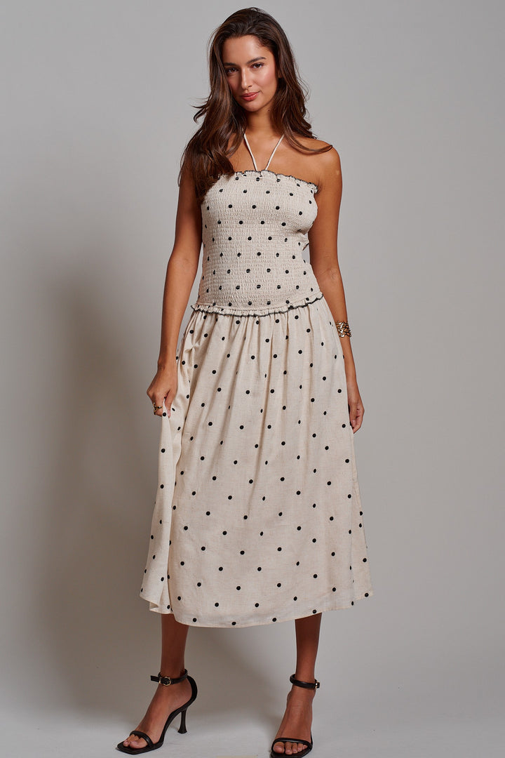Polka Dot Daydream Smocked Midi Dress in Ivory - Women's Wholesale Dresses | Trend Notes