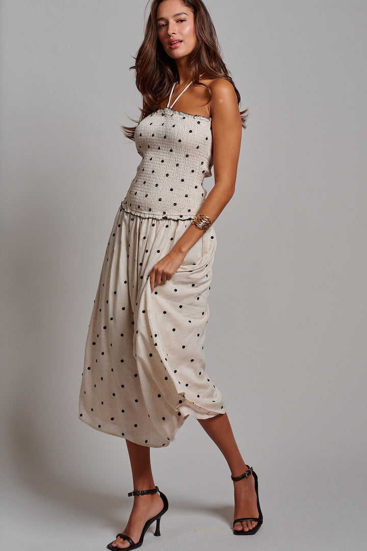 Polka Dot Daydream Smocked Midi Dress in Ivory - Women's Wholesale Dresses | Trend Notes