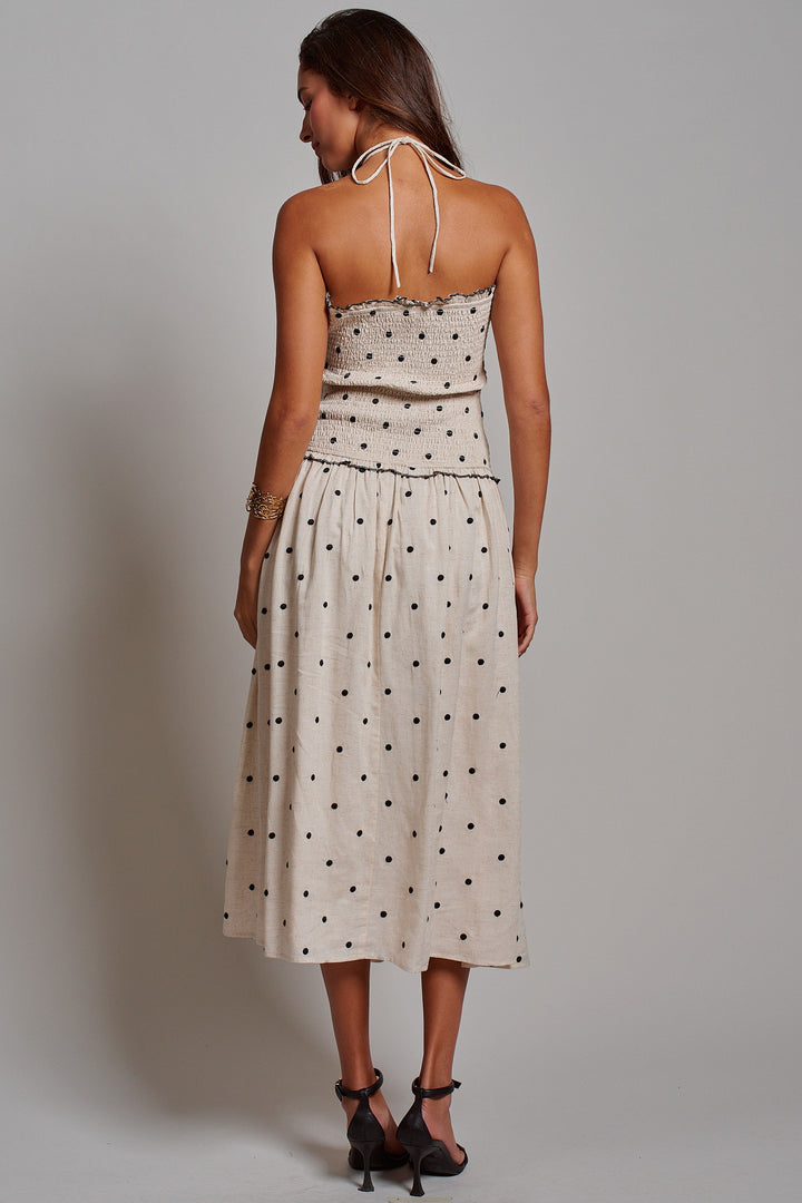Polka Dot Daydream Smocked Midi Dress in Ivory - Women's Wholesale Dresses | Trend Notes