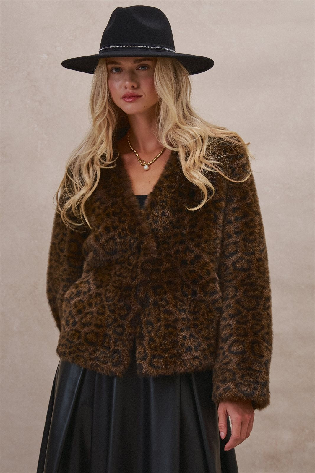Oversized Leopard Faux Fur Jacket in Brown - Women's Wholesale Jackets & Blazers | Trend Notes