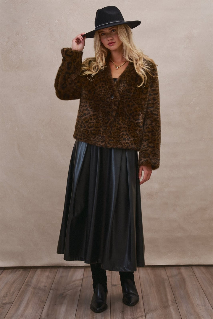 Oversized Leopard Faux Fur Jacket in Brown - Women's Wholesale Jackets & Blazers | Trend Notes