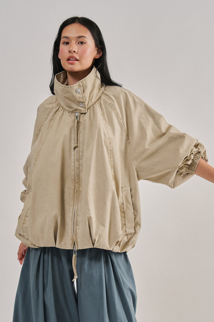 Weekend Drift Washed Bomber Jacket in Khaki - Women's Wholesale Jackets & Blazers | Trend Notes