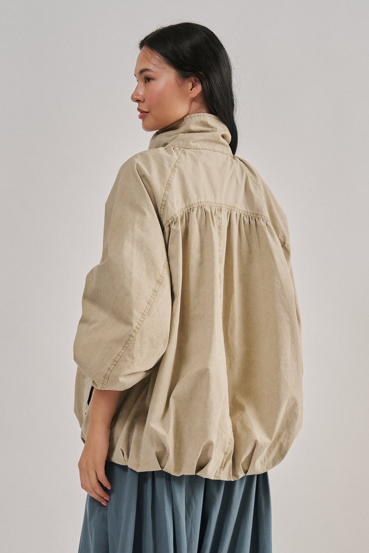 Weekend Drift Washed Bomber Jacket in Khaki - Women's Wholesale Jackets & Blazers | Trend Notes