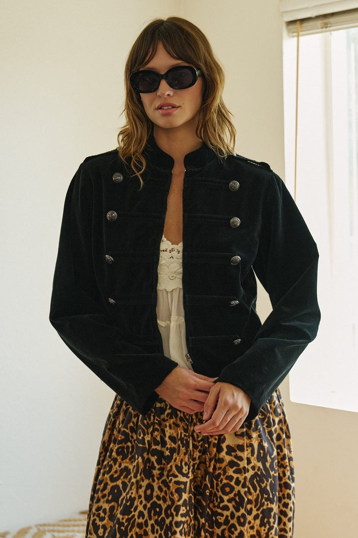 Regiment Velvet Napoleon Jacket in Black - Women's Wholesale Jackets & Blazers | Trend Notes