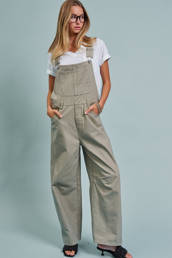Must-Have Tomboy Utility Overalls in Olive - Women's Wholesale Jumpsuits & Rompers | Trend Notes