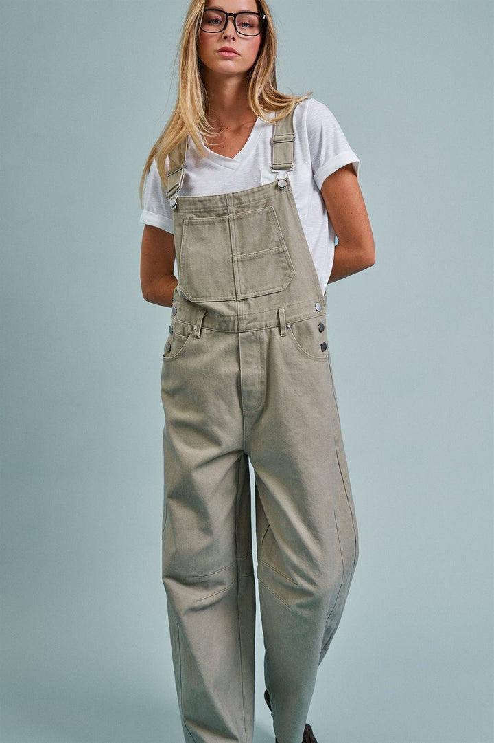 Must-Have Tomboy Utility Overalls in Olive - Women's Wholesale Jumpsuits & Rompers | Trend Notes