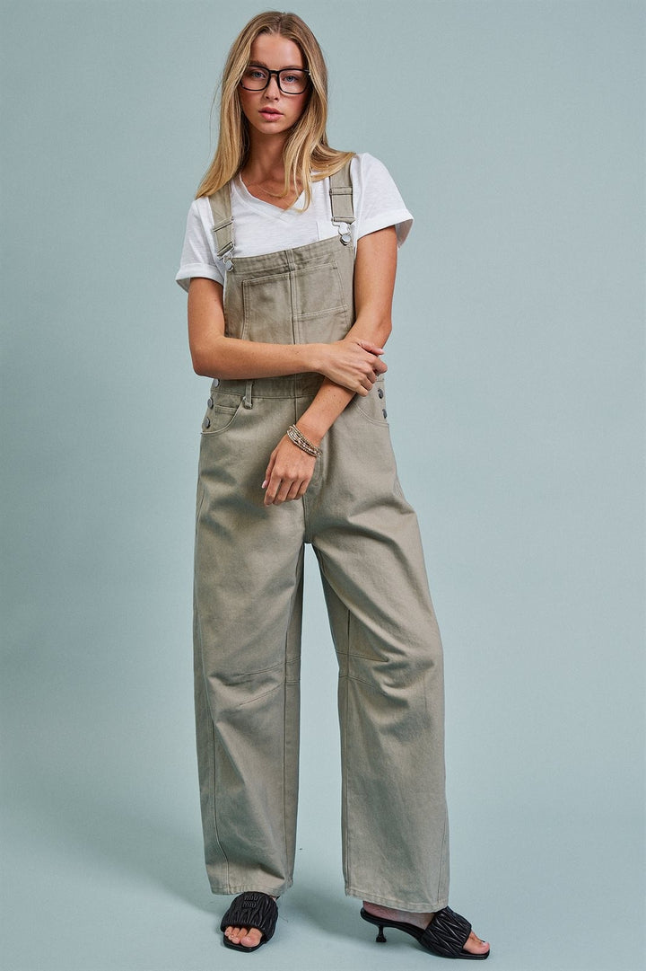 Must-Have Tomboy Utility Overalls in Olive - Women's Wholesale Jumpsuits & Rompers | Trend Notes