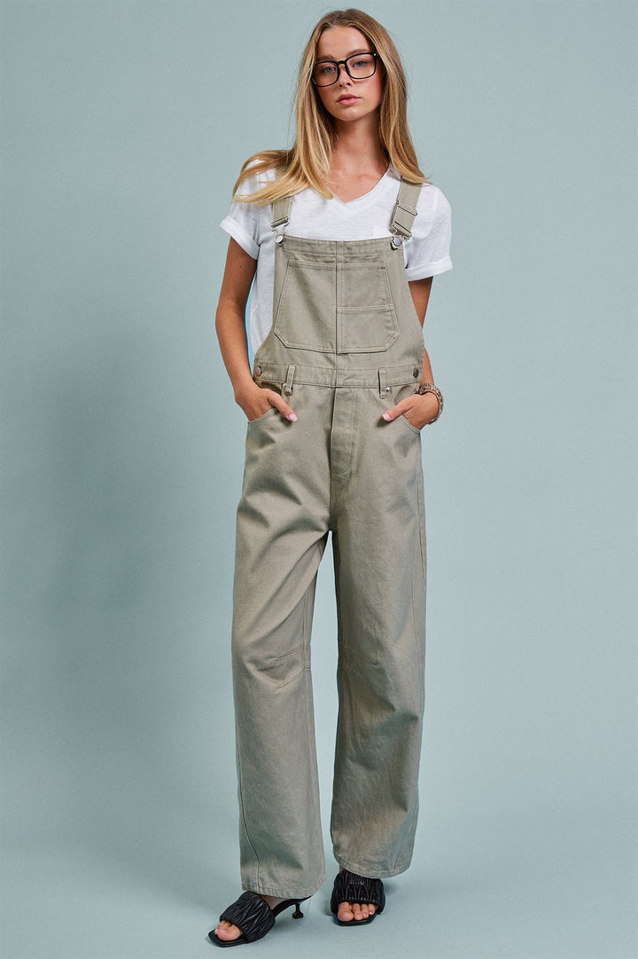 Must-Have Tomboy Utility Overalls in Olive - Women's Wholesale Jumpsuits & Rompers | Trend Notes