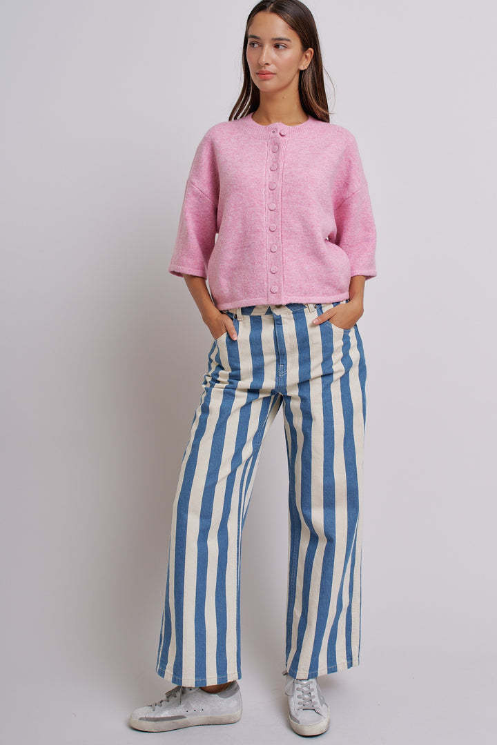 Soft Touch Elbow-Length Knit Cardigan in Pink - Women's Wholesale Fashion | Trend Notes