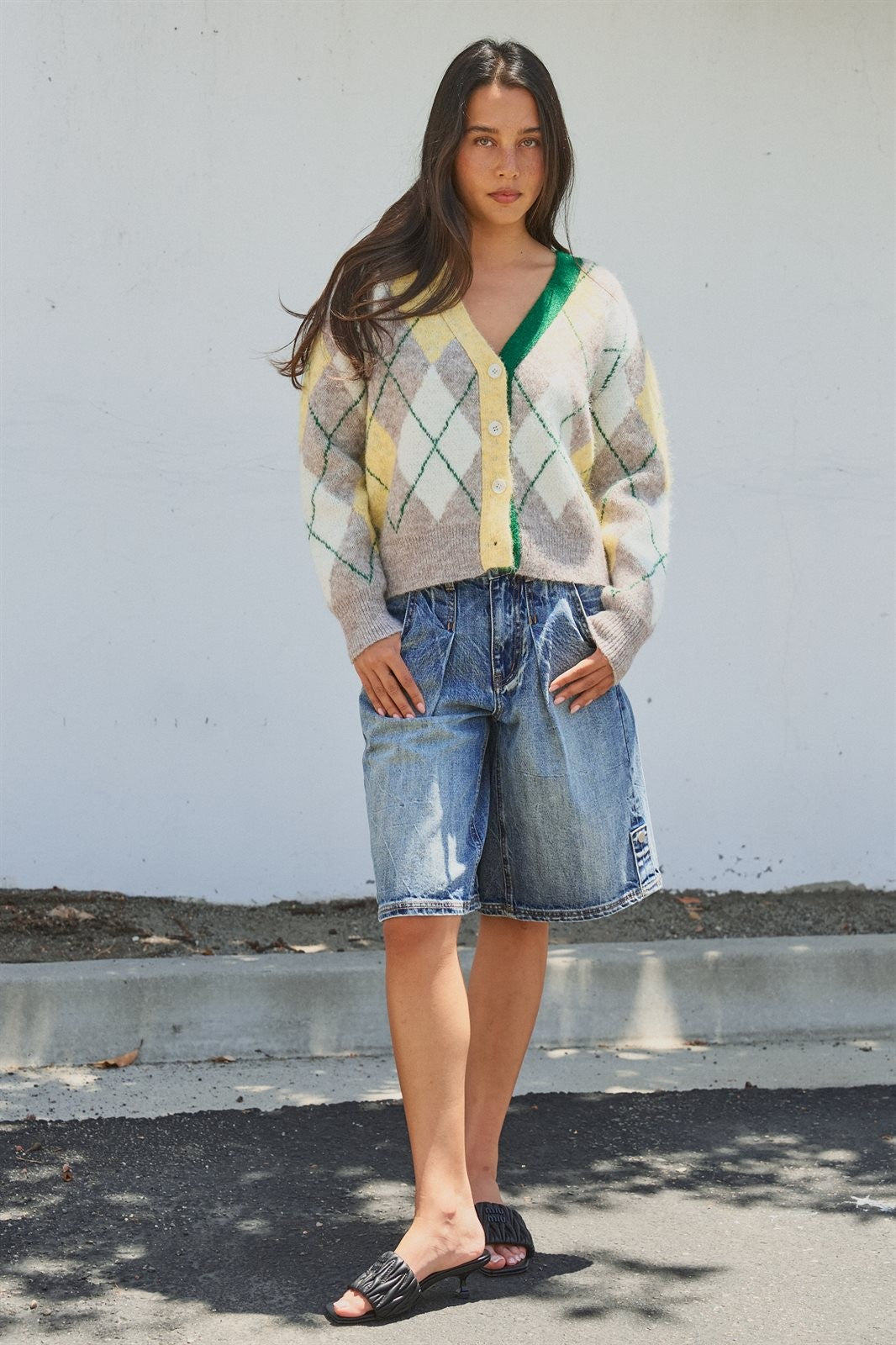 Vintage Pastel Argyle Back to School Cardigan in Preppy Old  in Green - Women's Wholesale Fashion | Trend Notes