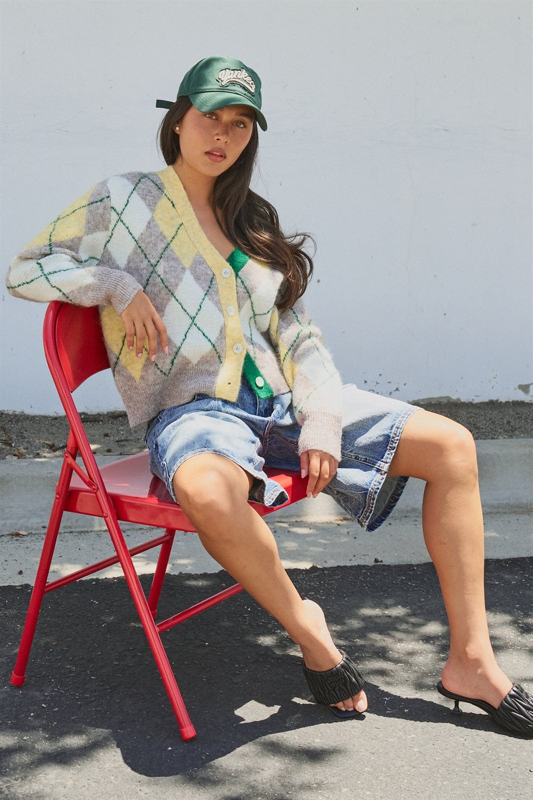 Vintage Pastel Argyle Back to School Cardigan in Preppy Old  in Green - Women's Wholesale Fashion | Trend Notes