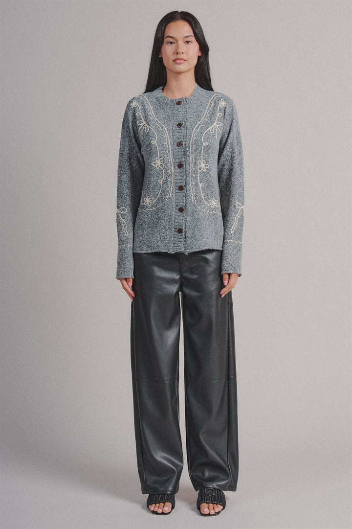Tweed Floral Embroidered Button Cardigan with Soutache Detai in Ivory - Women's Wholesale Fashion | Trend Notes