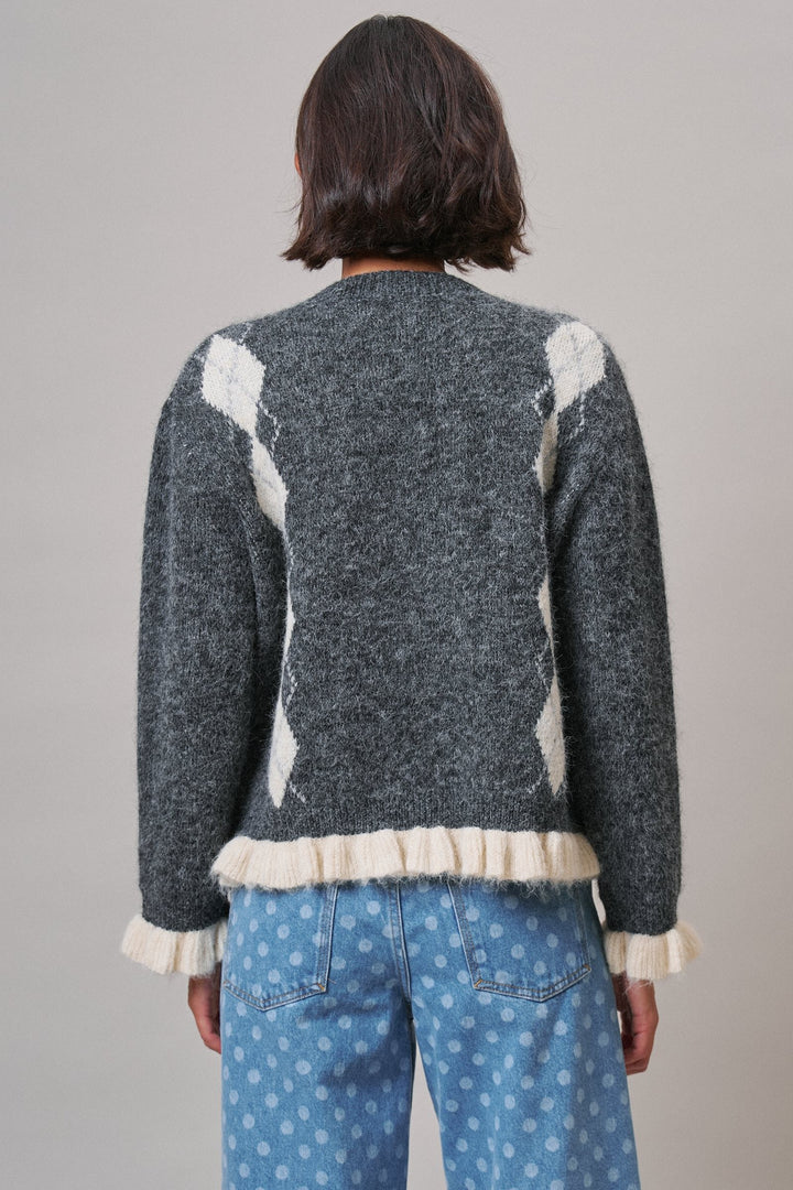 Alpine Bow Knit Cardigan in Charcoal - Women's Wholesale Cardigans & Shrugs | Trend Notes