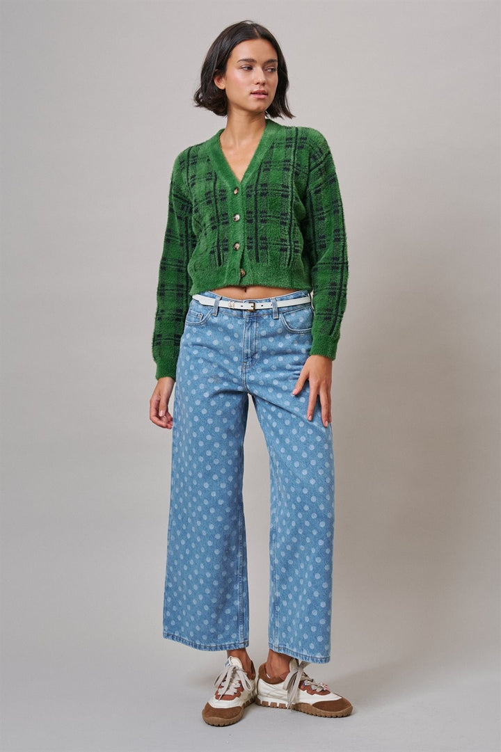 Prep School Plaid Cardigan in Green - Women's Wholesale Cardigans & Shrugs | Trend Notes