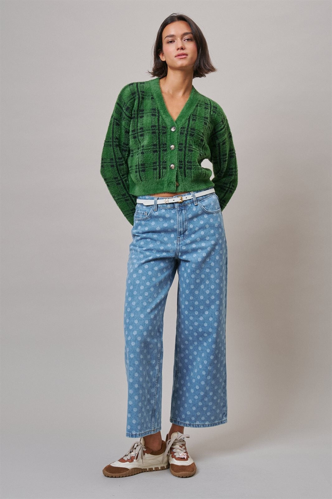 Prep School Plaid Cardigan in Green - Women's Wholesale Cardigans & Shrugs | Trend Notes