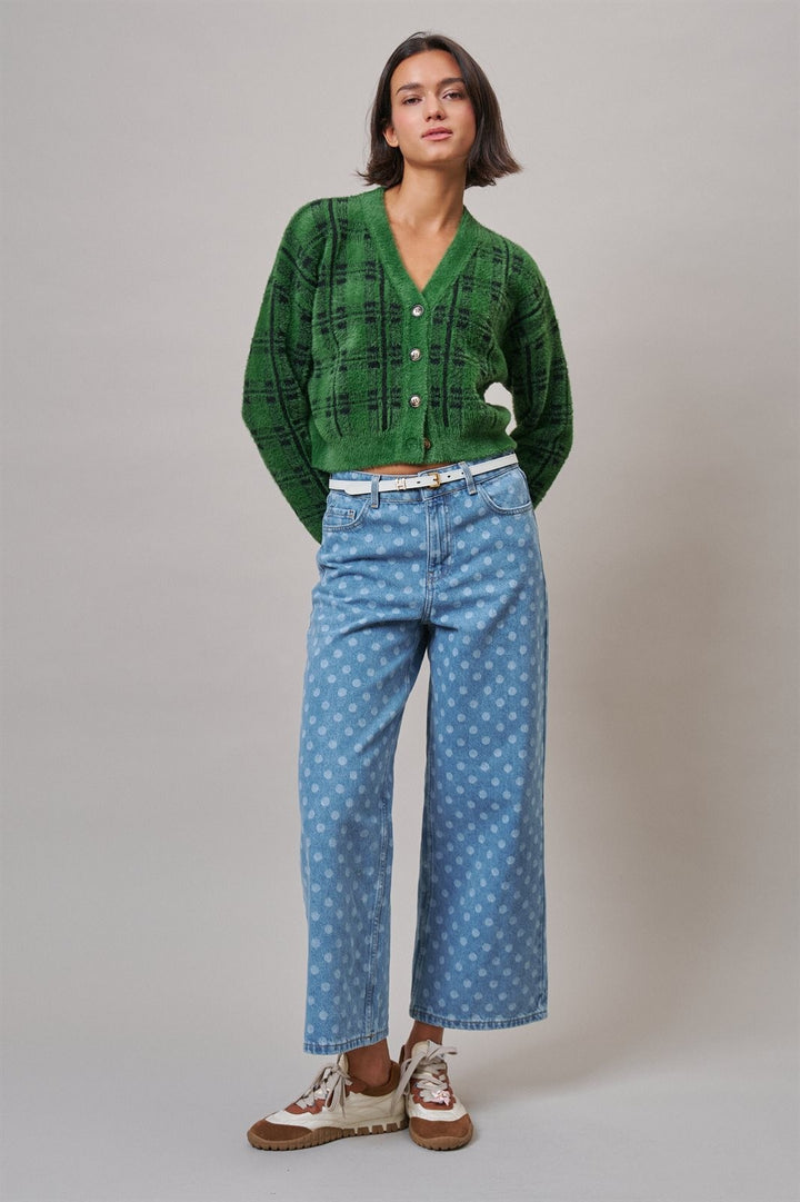 Prep School Plaid Cardigan in Green - Women's Wholesale Cardigans & Shrugs | Trend Notes