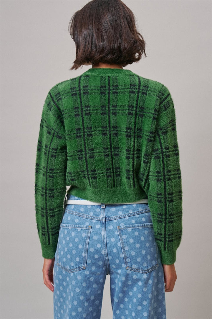 Prep School Plaid Cardigan in Green - Women's Wholesale Cardigans & Shrugs | Trend Notes