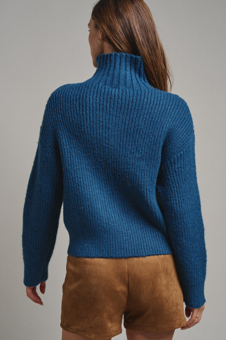 Harbor Ease Ribbed Zip Cardigan in Teal - Women's Wholesale Cardigans & Shrugs | Trend Notes
