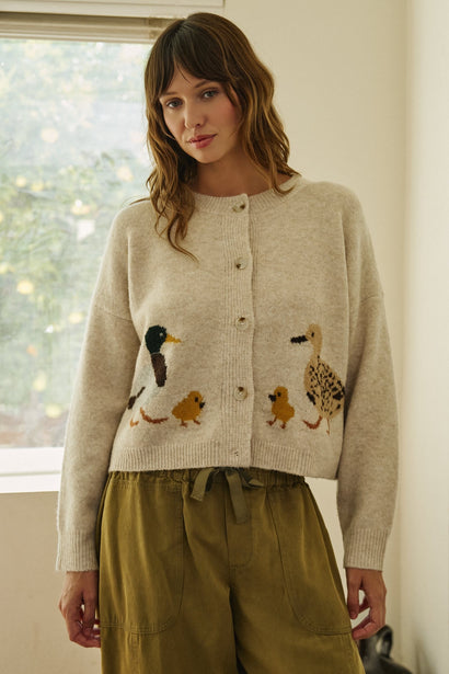 Duckling Parade Intarsia Cardigan