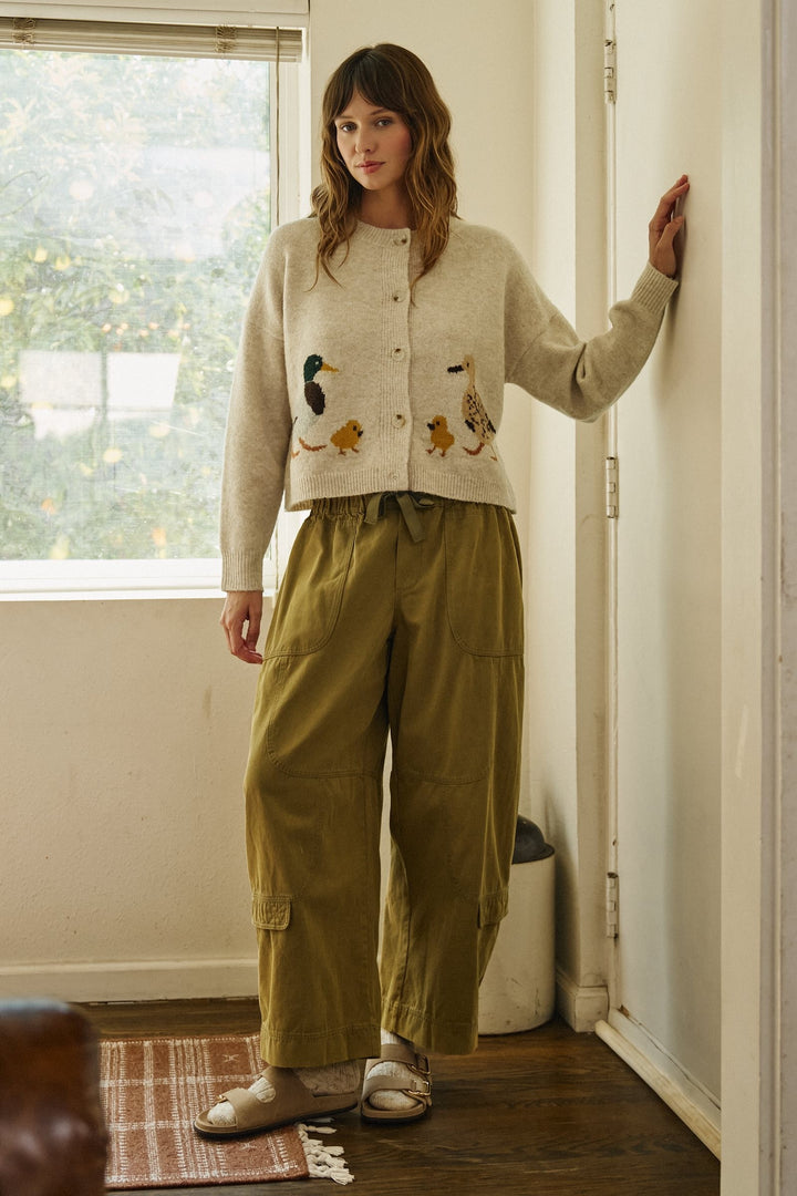 Duckling Parade Intarsia Cardigan in Oatmeal - Women's Wholesale Cardigans & Shrugs | Trend Notes