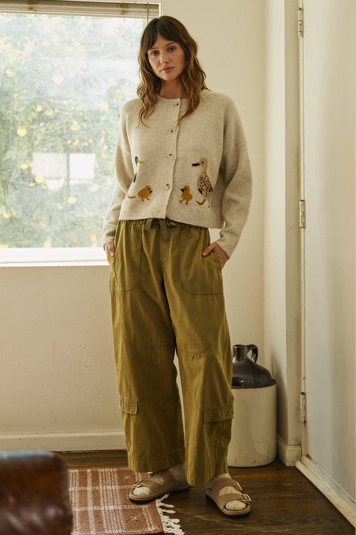 Duckling Parade Intarsia Cardigan in Oatmeal - Women's Wholesale Cardigans & Shrugs | Trend Notes