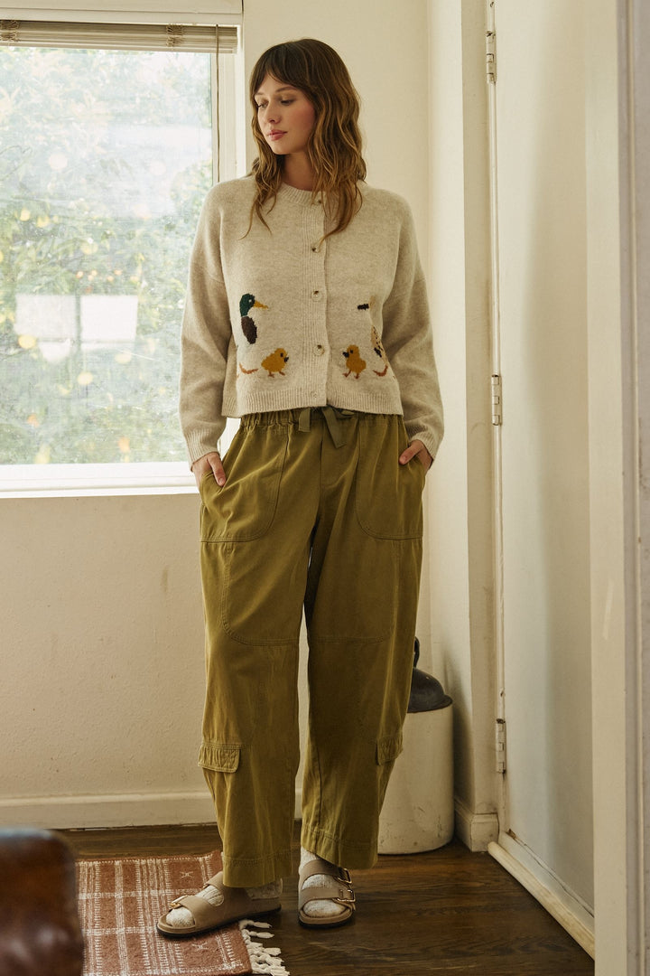 Duckling Parade Intarsia Cardigan in Oatmeal - Women's Wholesale Cardigans & Shrugs | Trend Notes