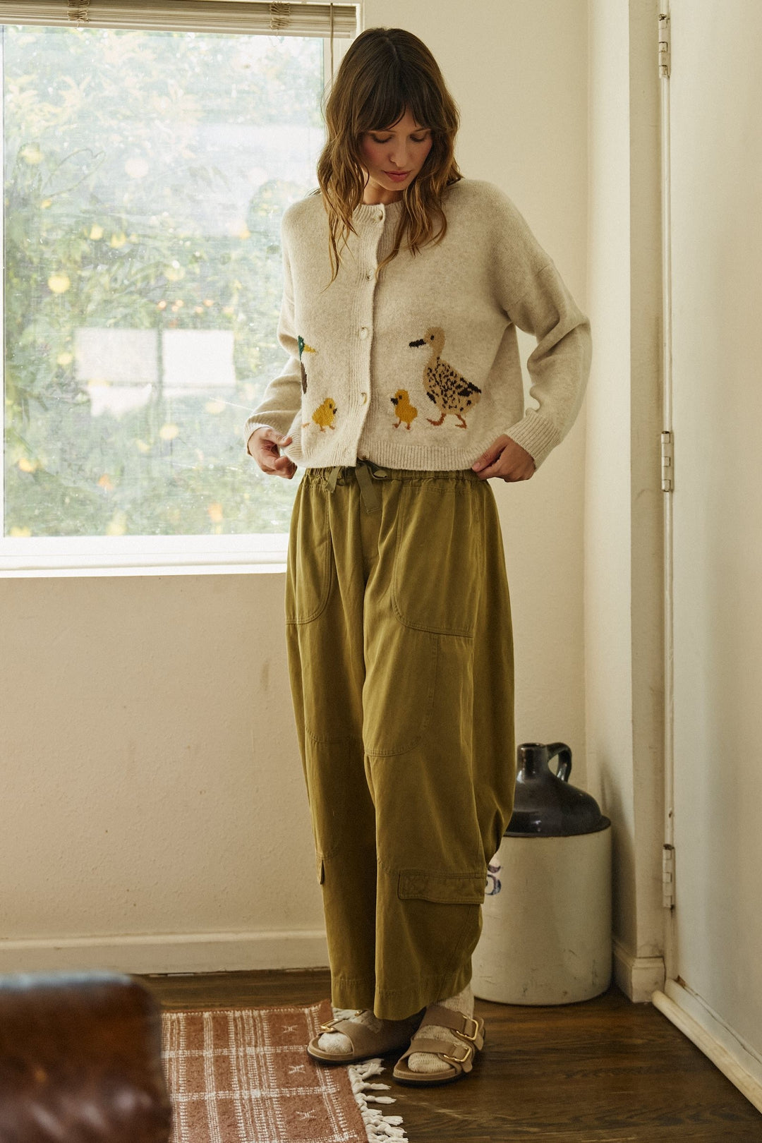 Duckling Parade Intarsia Cardigan in Oatmeal - Women's Wholesale Cardigans & Shrugs | Trend Notes
