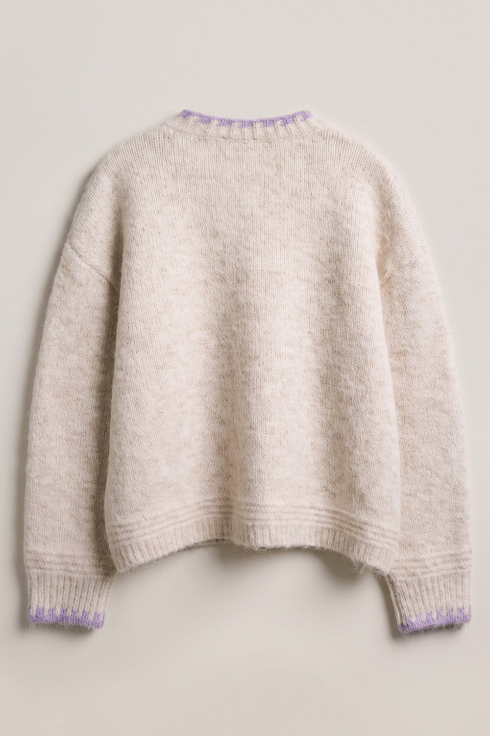 Petal Patch Brushed Knit Cardigan in Oatmeal - Women's Wholesale Sweaters | Trend Notes