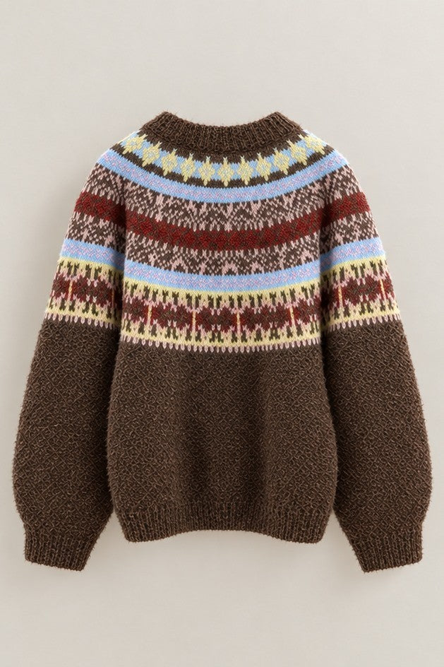 Hearthside Fair Isle Cardigan in Brown - Women's Wholesale Cardigans & Shrugs | Trend Notes