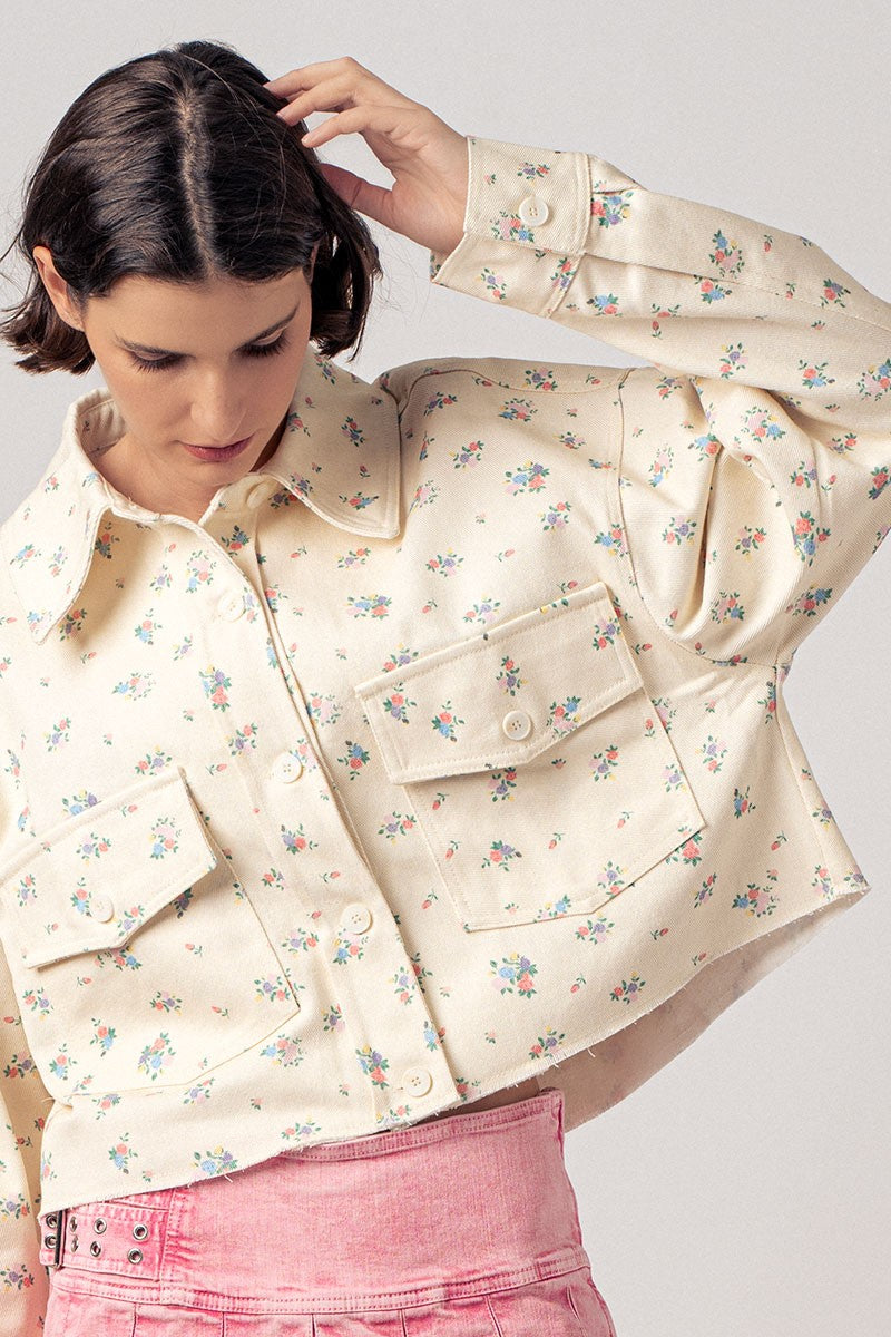 Vintage Floral Utility Jacket in Flower - Women's Wholesale Jackets & Blazers | Trend Notes